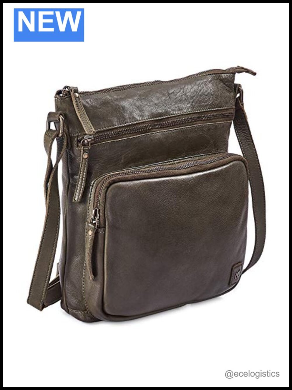 Genuine Full-Grain Leather Crossbody Bag for Women Adjustable Strap Travel Purse